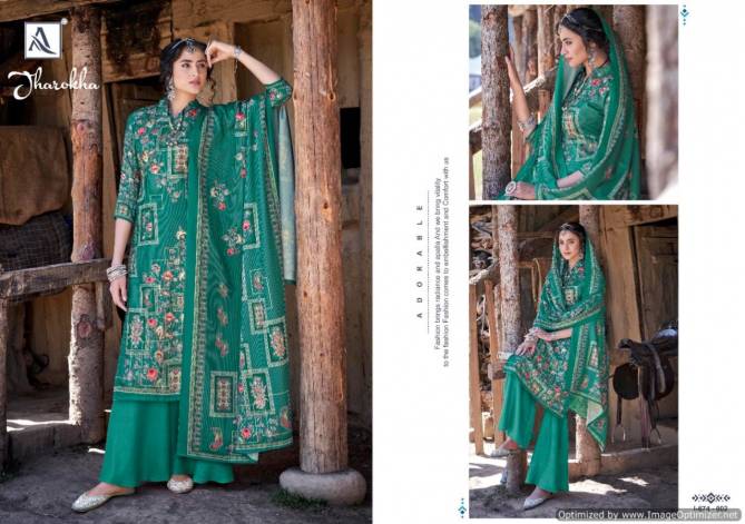 Alok Jharokha Pure Wool Pashmina Designer Party Wear Dress Material